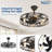 26'' Black Caged Ceiling Fans with Remote App Control for Patio Kitchen Bedroom, Farmhouse Flush Mount Ceiling Fan with Lights Reversible 6 Speed Timer -720269351-720269350