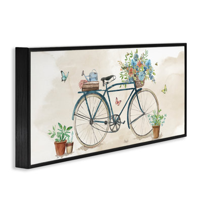 Garden Bicycle & Florals Framed Giclee, design by Nan