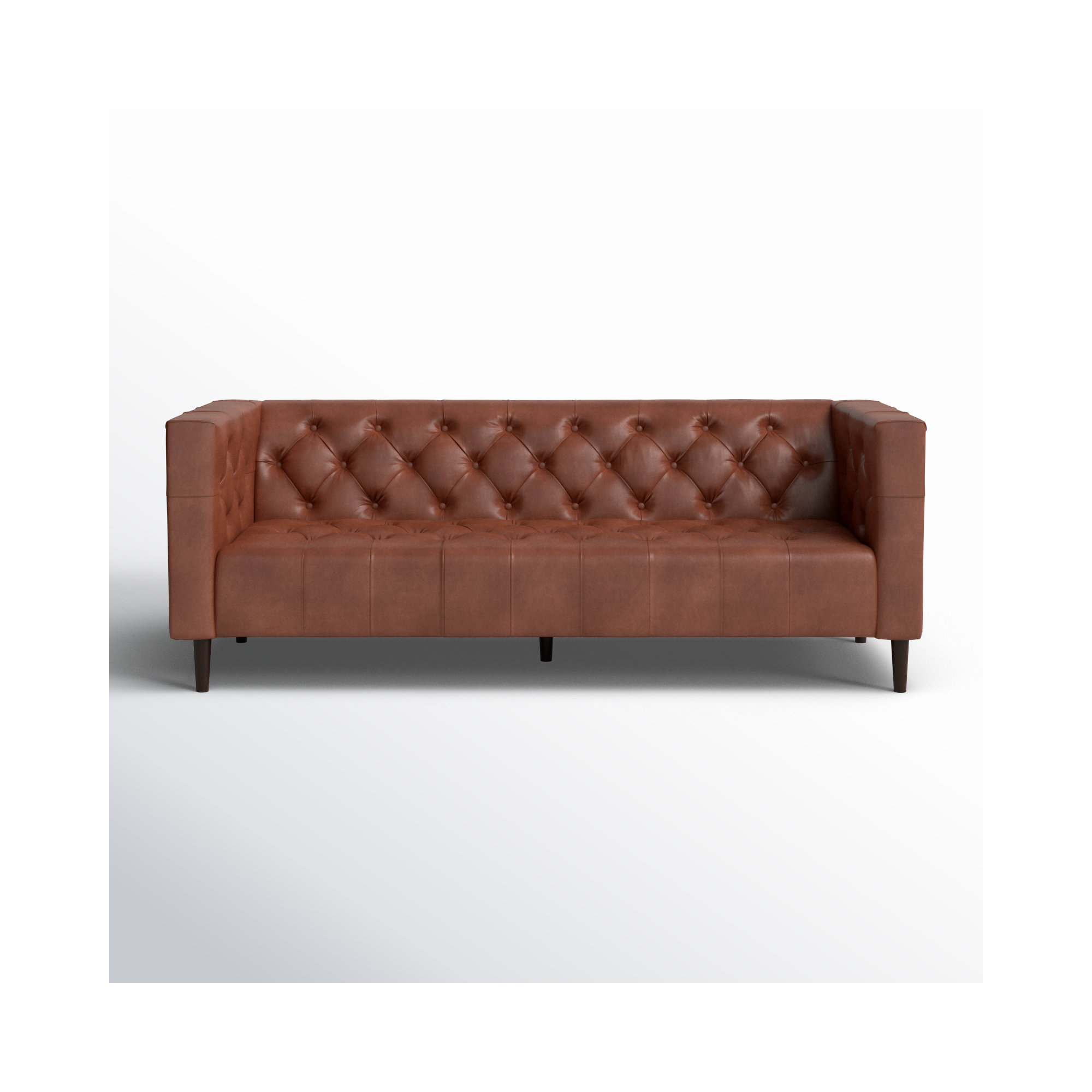 Cornelia 84'' Genuine Leather Chesterfield Sofa, Vintage Brown Top Grain Genuine Leather
