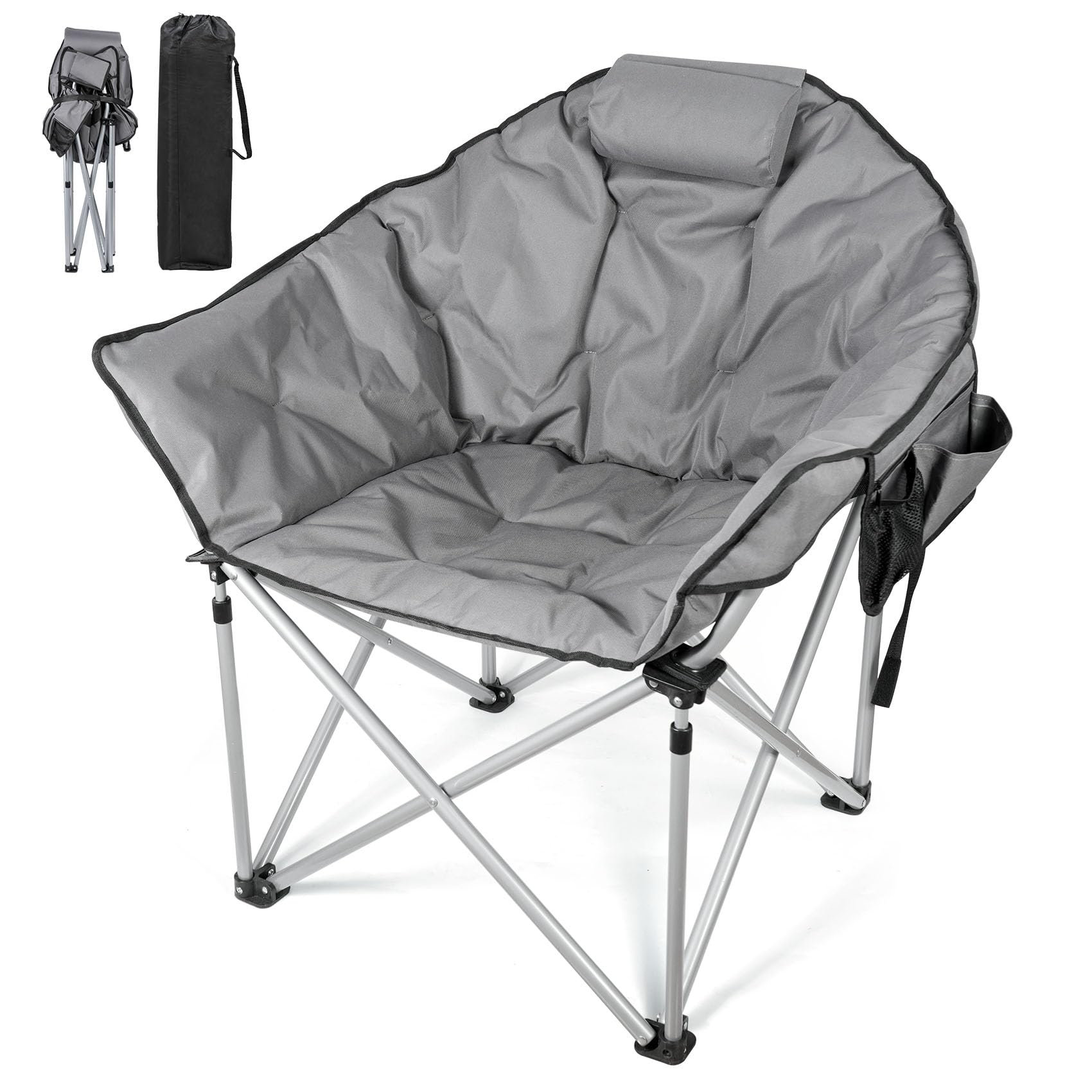 Arlmont & Co. Oversized Folding Camping Chairs For Adults With 2 Big