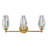 Ana 3-Light Bath Vanity w/ Faceted Heavy-Cut Diamond-Shaped Crystal Shades - Heritage Brass