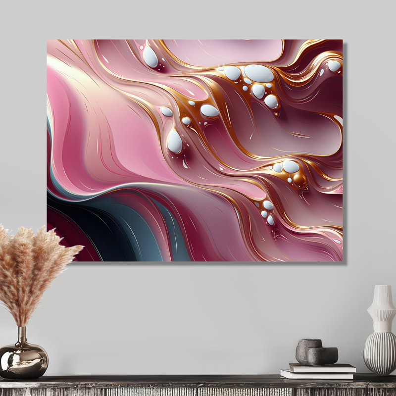«Gold Streams», art mural vagues, Métal métal, H 34 po x l 44 po x P 1,5 po