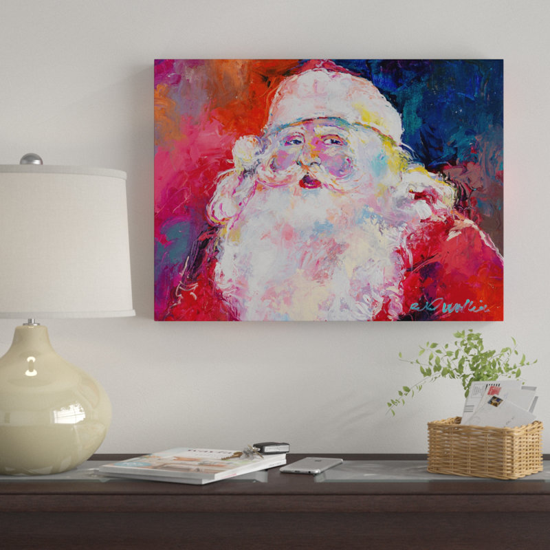 « père noël », impression sur toile, H 14 po x l 19 po x P 2 po, Pas de tapis, Toile tendue