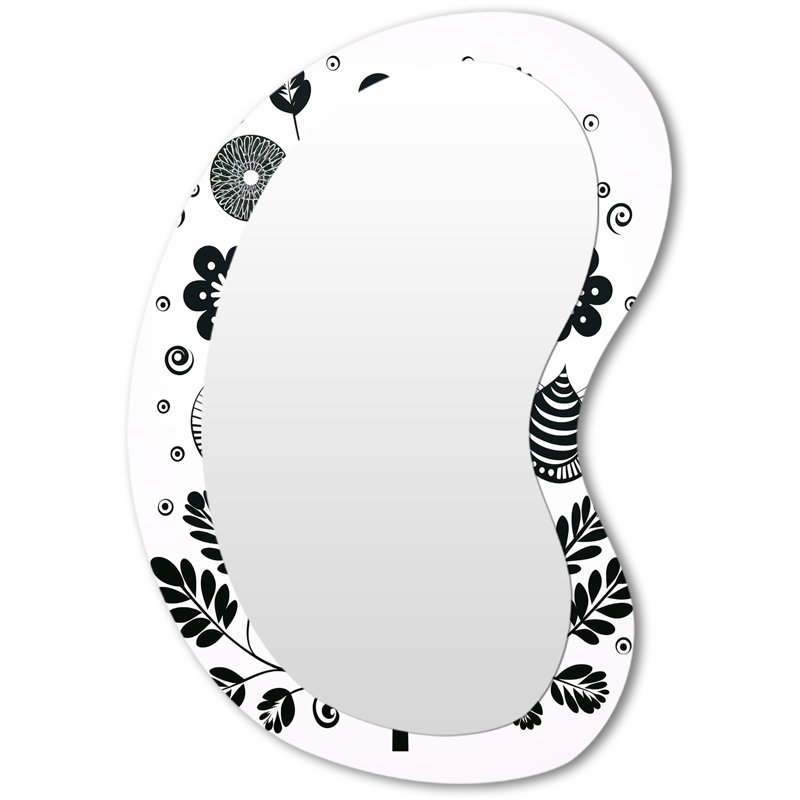 Miroir mural asymétrique à fleurs blanches magiques, 31 po x 22 po