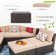  Ensemble de patio modulaire d'extérieur en osier 7 pièces avec coussins, coussins et table basse en verre Arleht
