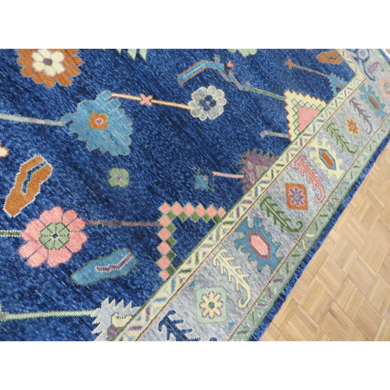 Tapis bleu marine unique de 9 pi x 12 pi 1 po