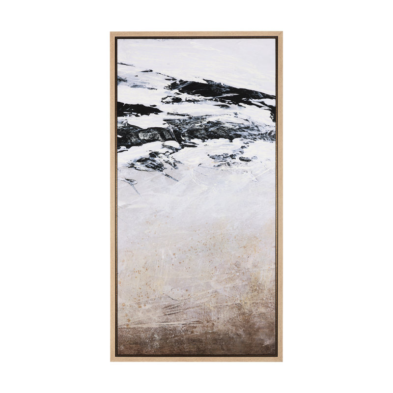 Toile texturée embellie à la main Black Strokes II a, Cadre naturel, H 42,875 po x l 22,875 po x P 1,5 po