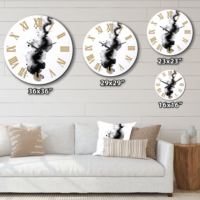 Horloge murale abstraite Sub l'encre monochromatique, Petit