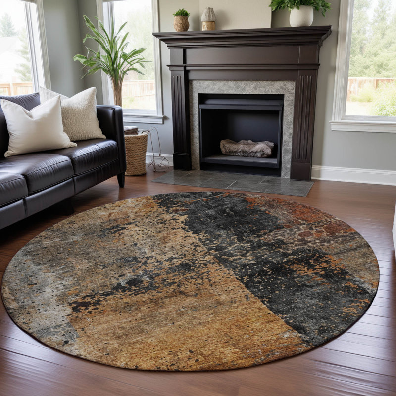 Premium Machine Washable Jessie AMF1205 Abstract Rug, Round 8'