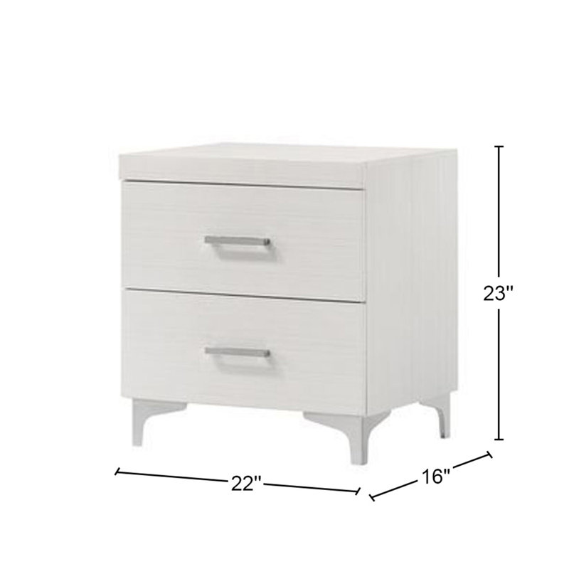 Table de chevet 2 tiroirs avec pieds en métal (comprend seulement la table de chevet)