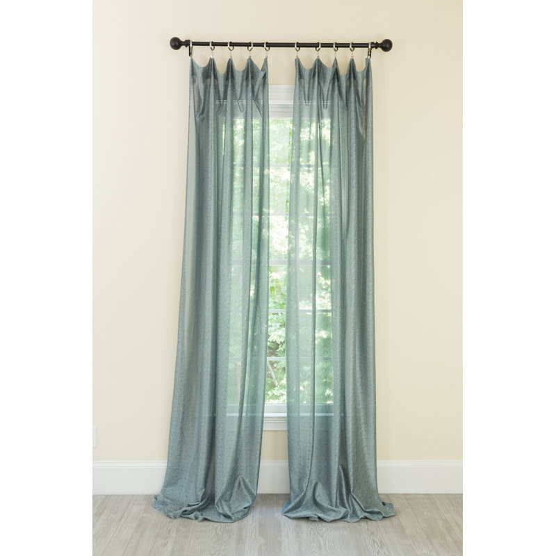 Panneau de rideau simple semi-diaphane avec passe-tringle Etherton, L 52 po x L 108 po, Bleu fumé