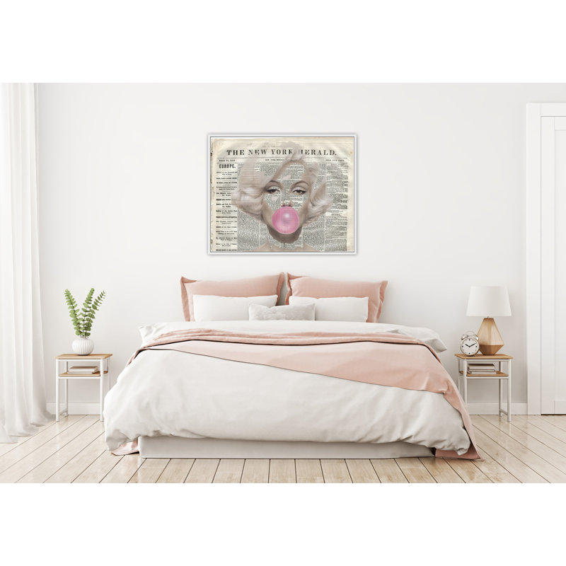 Marilyn - cadre flottant, impression sur toile, H 32 po x l 42 po x P 2 po, Cadre blanc