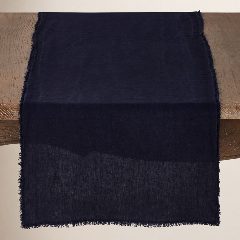Zadia Linen Table Runner, Midnight Blue