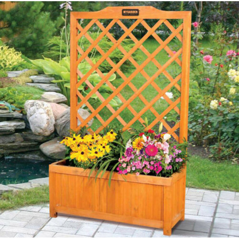 Wood Planter Box with Trellis
