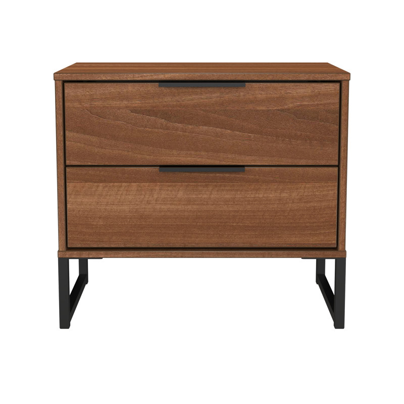 Turah 58cm W Manufactured Wood Bedside Table, Noche Walnut