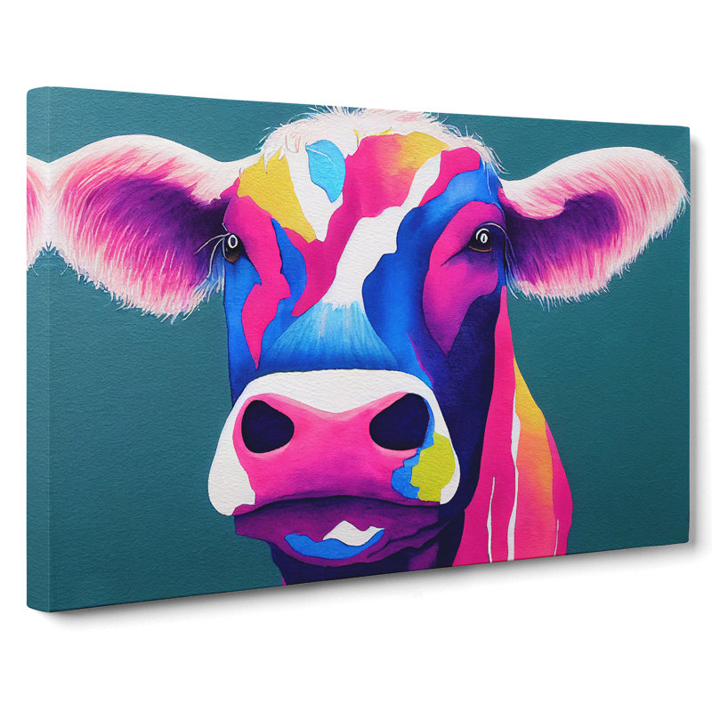 Colourful Cow Vol.3 - Wrapped Canvas Print, 35cm H x 50cm W x 3cm D