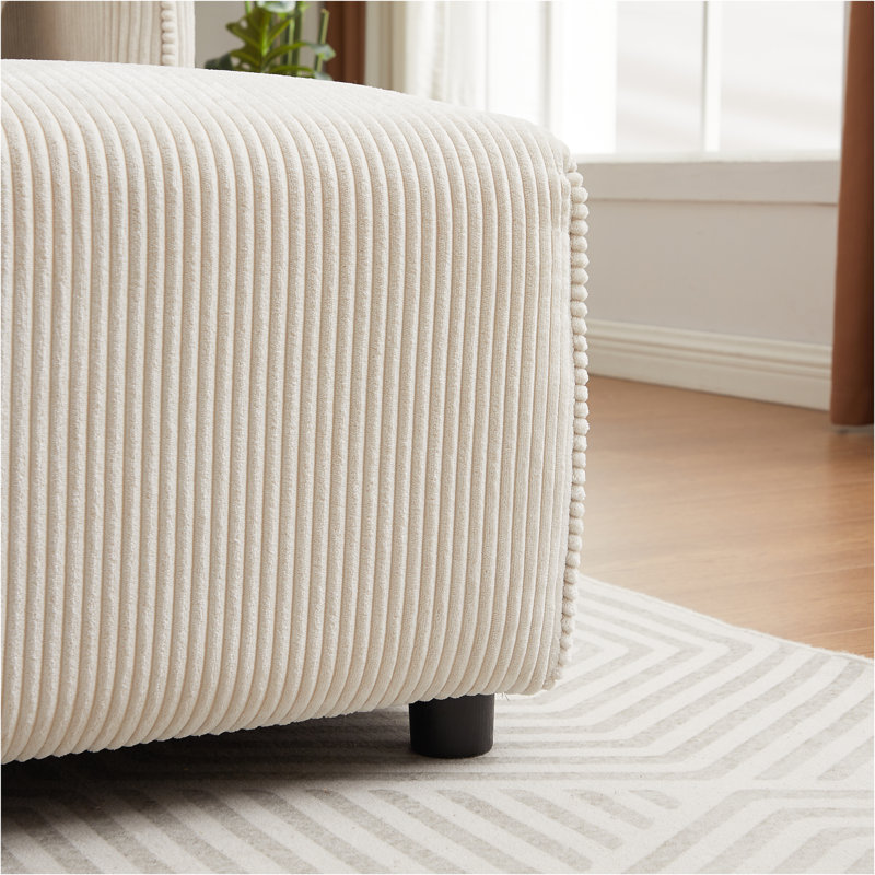 Canapé modulaire Milanee, Velours beige, H 33,4 po x l 171,8 po x P 33,4 po, Beige