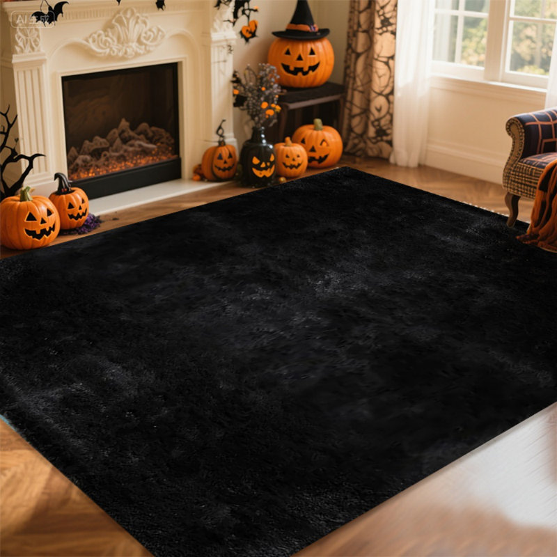 Black Fluffy Area Rug - Ultra Soft Shag Rug for Living Room, Bedroom, Holiday Decor, Non-Slip Fuzzy Carpet for Modern Home