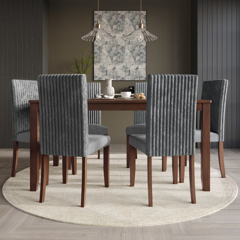 Ensemble repas, Gris, 7 pièces : table, 6 chaises