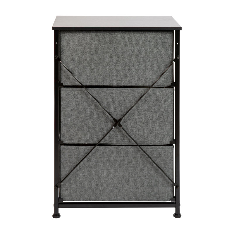 Black Cast Iron Frame 3-Drawer Vertical Storage Dresser