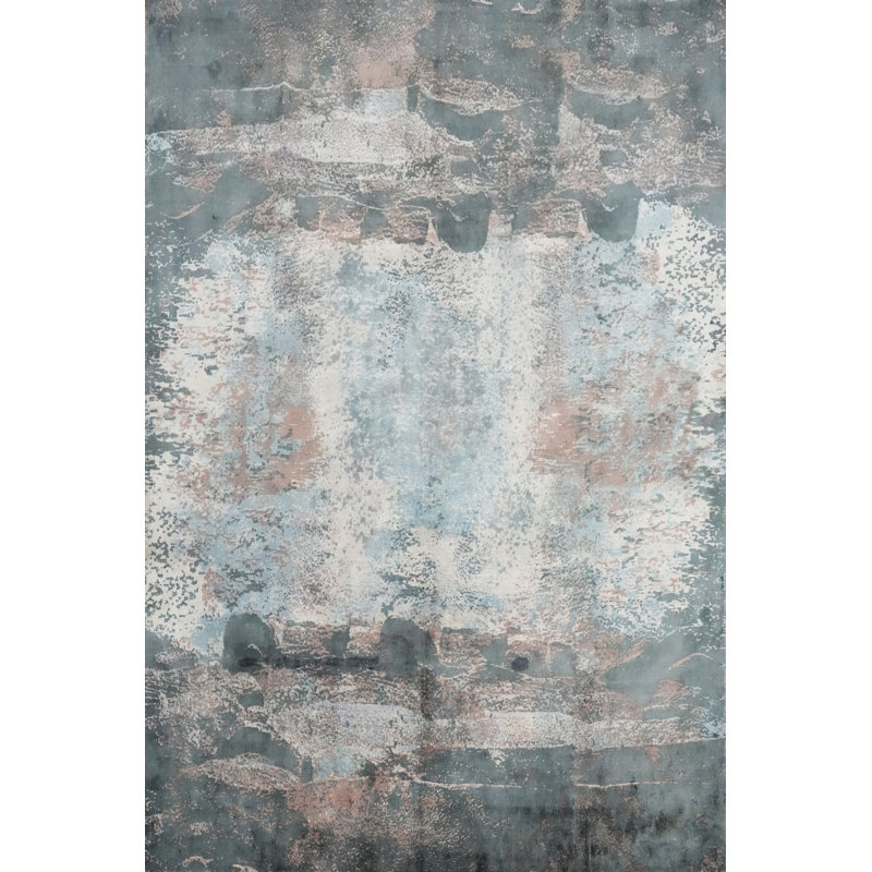 Tapis à motif abstrait délavé à la main 8 x 10