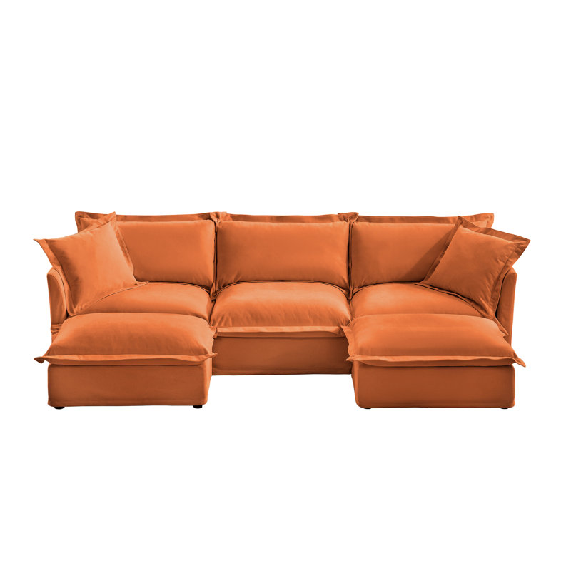 Canapé modulaire en U à housse Allendale,  H 34,6 po x l 120 po x P 55 po, Chenille orange