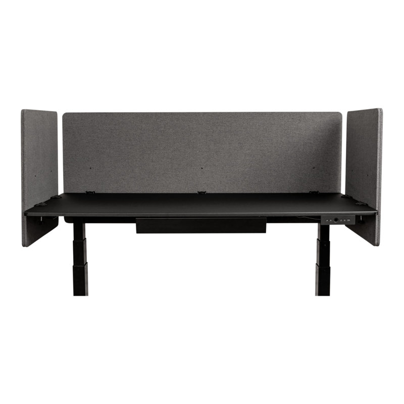 Ash Gray Acoustic Desk Divider with Powder-Coated Steel Clamps