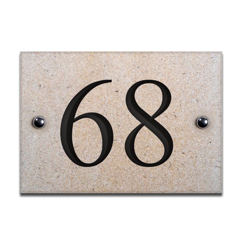 Chebanse 10cm H Stone House Number, 68, White