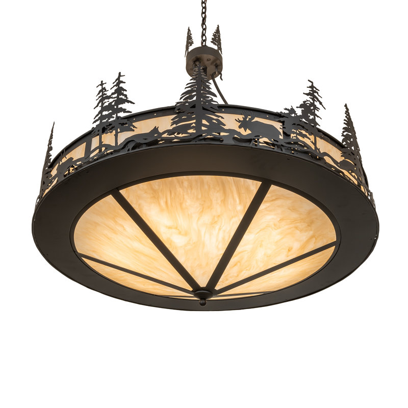 45" Wide Wildlife At Dusk Inverted Pendant