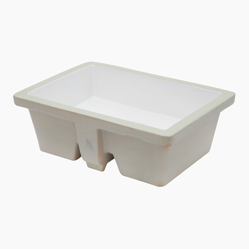 Lavabo de salle de bain rectangulaire encastré en céramique blanche 14 po Hewei