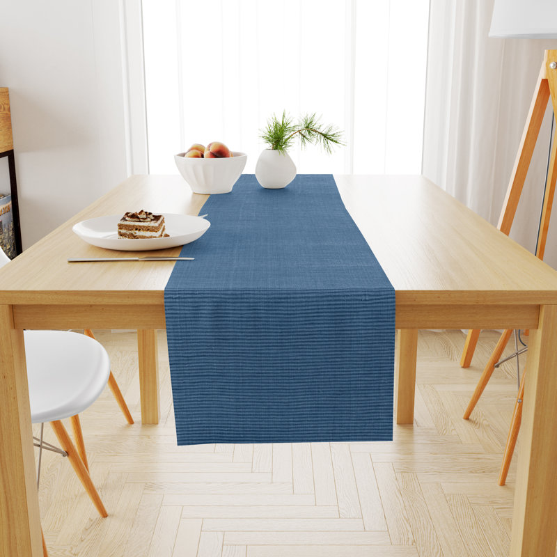 Chemin de table de couleur unie 100% coton, Bleu