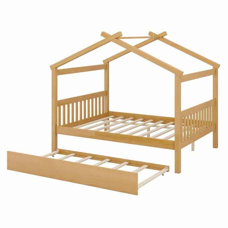 Lit en bois avec couchette, Naturel