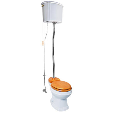 Aspen High Tank Pull Chain Toilet White Ceramic Tank Elongat