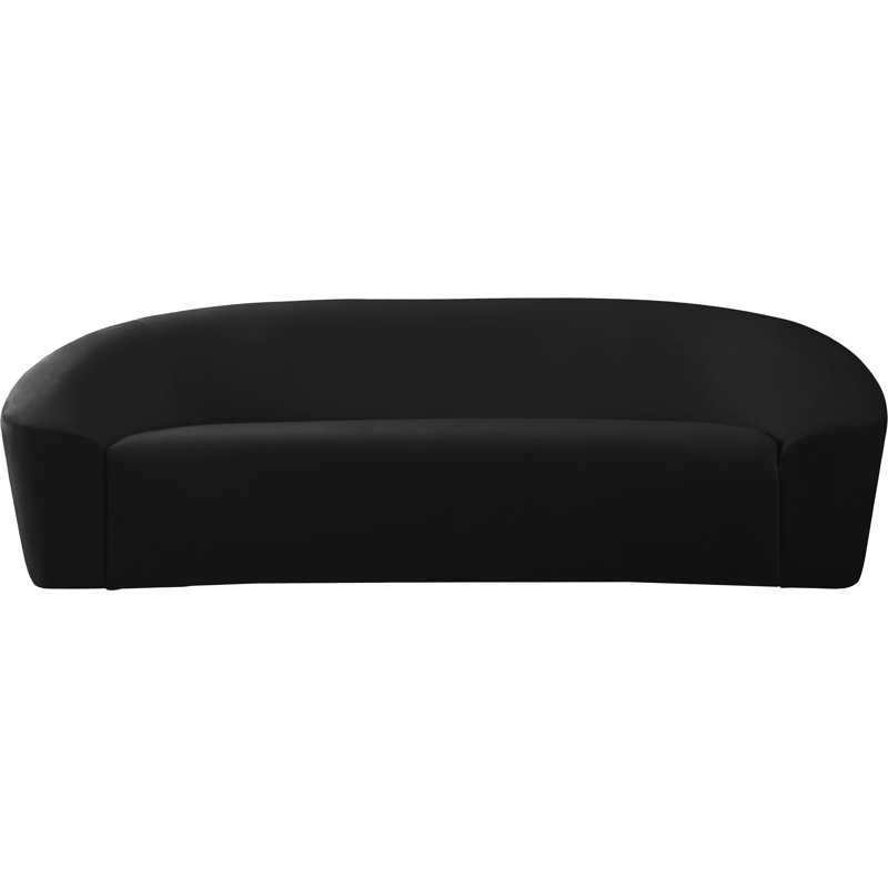 Canapé courbé Alaw, H 29,5 po x l 91 po x P 35,5 po, Velours noir