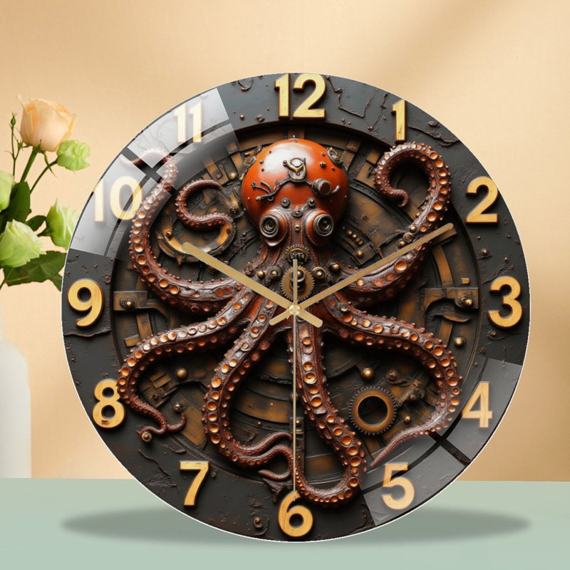 Horloge murale Steampunk Octopus