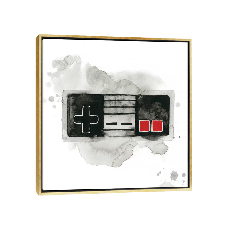 « Gamer I » par Grace Popp-impression d’art graphique, Pas de tapis, Toile encadrée d'or, H 26 po x l 26 po x P 1,5 po