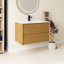 Corolla Oak Wall-Mounted Plywood Woodgrain Bathroom Vanity With With Drawers