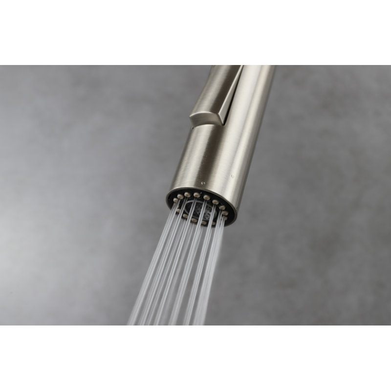 Robinet de cuisine à poignée simple en acier inoxydable, Nickel brossé