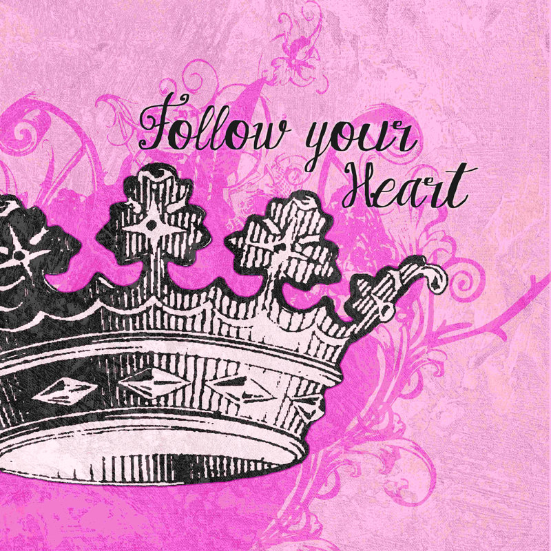 Crown Heart - Wrapped Canvas Graphic Art, 36" H x 36" W  