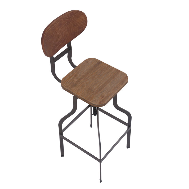 Hiliritas Swivel Adjustable Height Counter Stool with Metal Frame, Gun Metal Grey/Brown