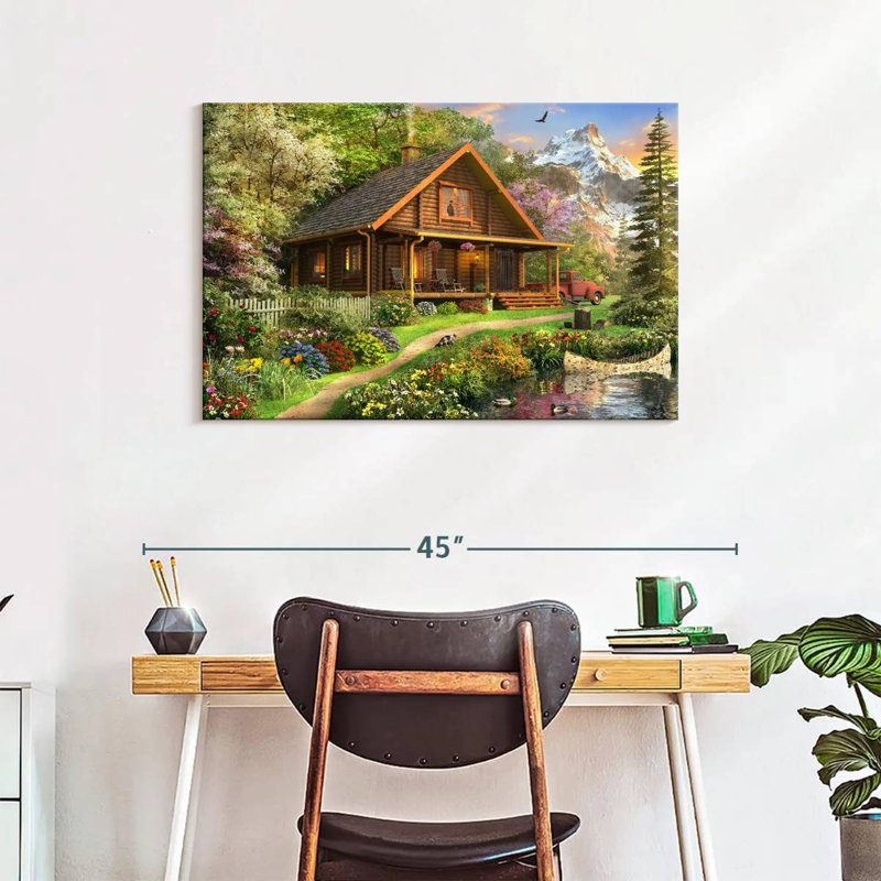 Log Cabin Home, 24" H x 36" W