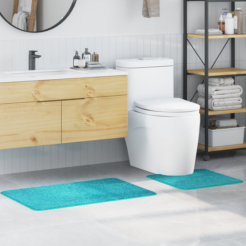 Polyester Standard Water-Resistant Materials Bath Mats, Turquiose