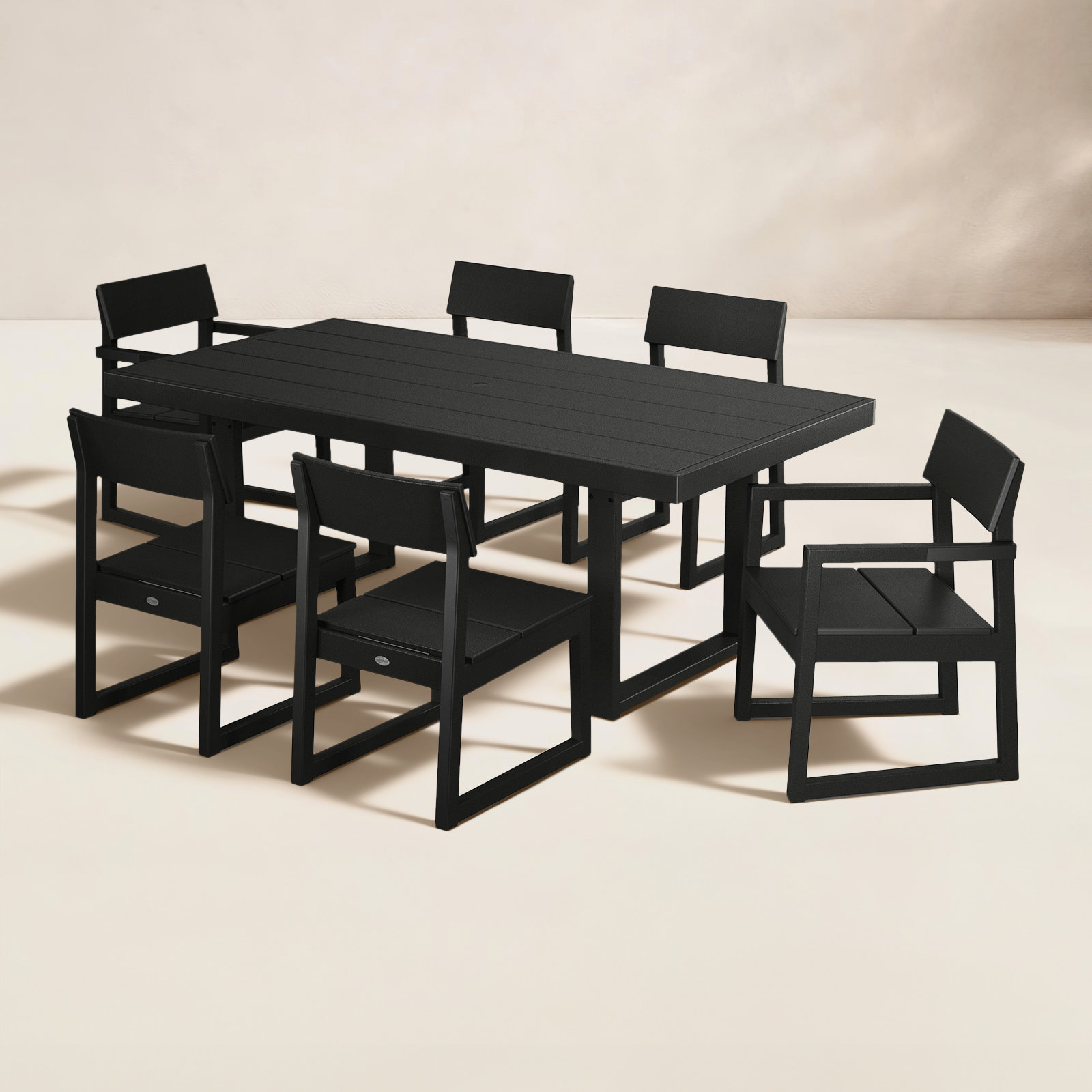 POLYWOOD® Edge 78" Patio Dining Set, Black