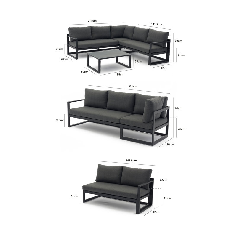 Harper Reclining Corner Group set with Reclining Feature and Coffee Table in Graphite, Navy, Grey
