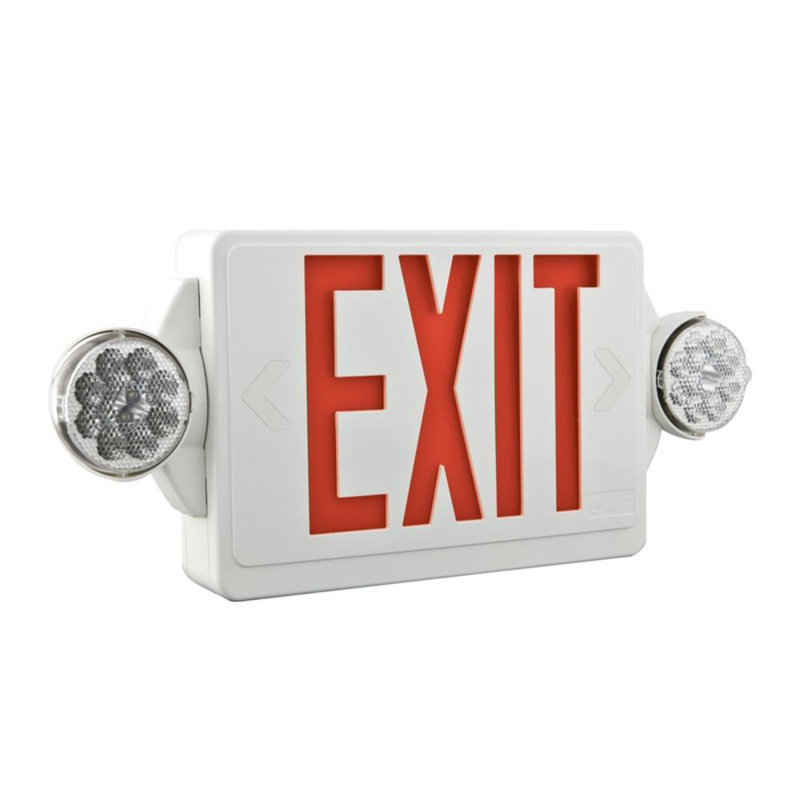 Red and White LED Exit Sign with Emergency Lights