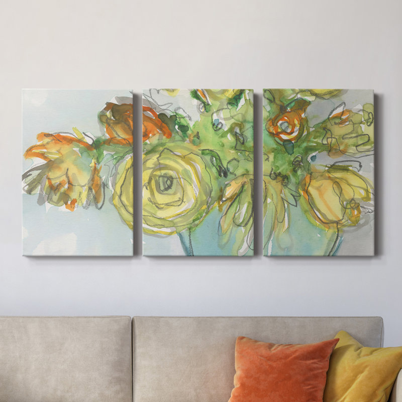 " Spring Floral Accent I " 3 - Pieces, 40" H x 30" x W x 1