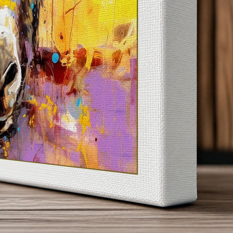 Colourful Llama Modern 1 Piece Wrapped Canvas Wall Art, 30x20 - 76.2 x 50.8 cm, White Border