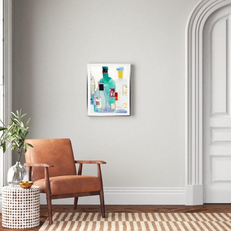 « the wine bouteilles ii »-impression sur toile, H 24 po x l 20 po x P 1,5 po, Cadre argenté