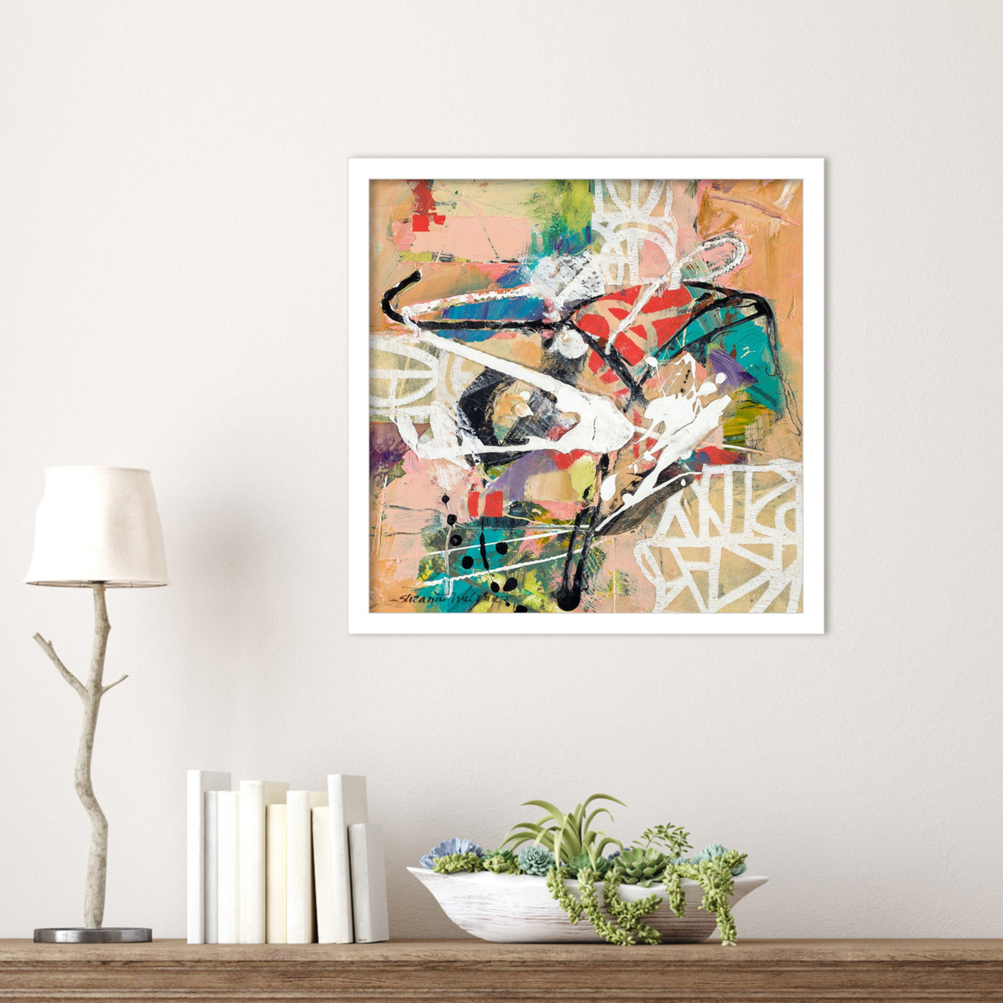 Talk 2 Me by Sutter Wood Framed Wall Art Print, 17" H x 17" W, White