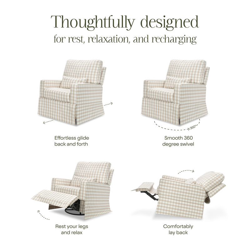 Crawford Recliner and Swivel Glider, Tan Gingham